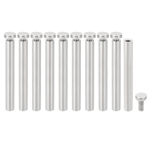 PATIKIL 1/4 x 2 inch Sign Standoff Screws, 20 Pcs Stainless Steel Wall Standoff Mounting Hardware Advertising Glass Nail for Hanging Acrylic Picture Frame Acrylic Panel, Silver